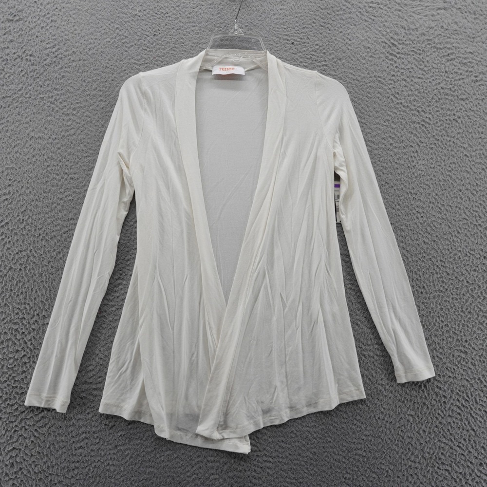 Renee C Womens White Open Front Lightweight Jersey Cardigan XS NEW